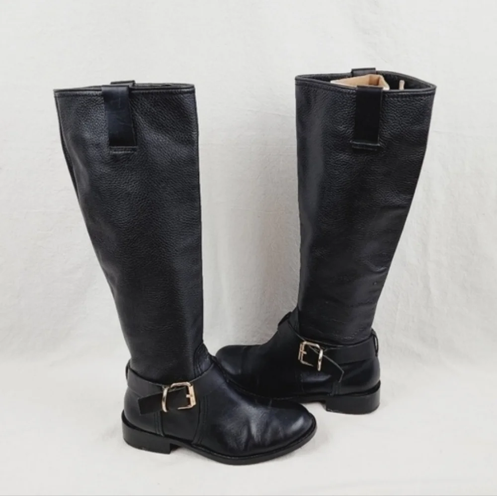 Vince Camuto leather black kabollans knee high boots